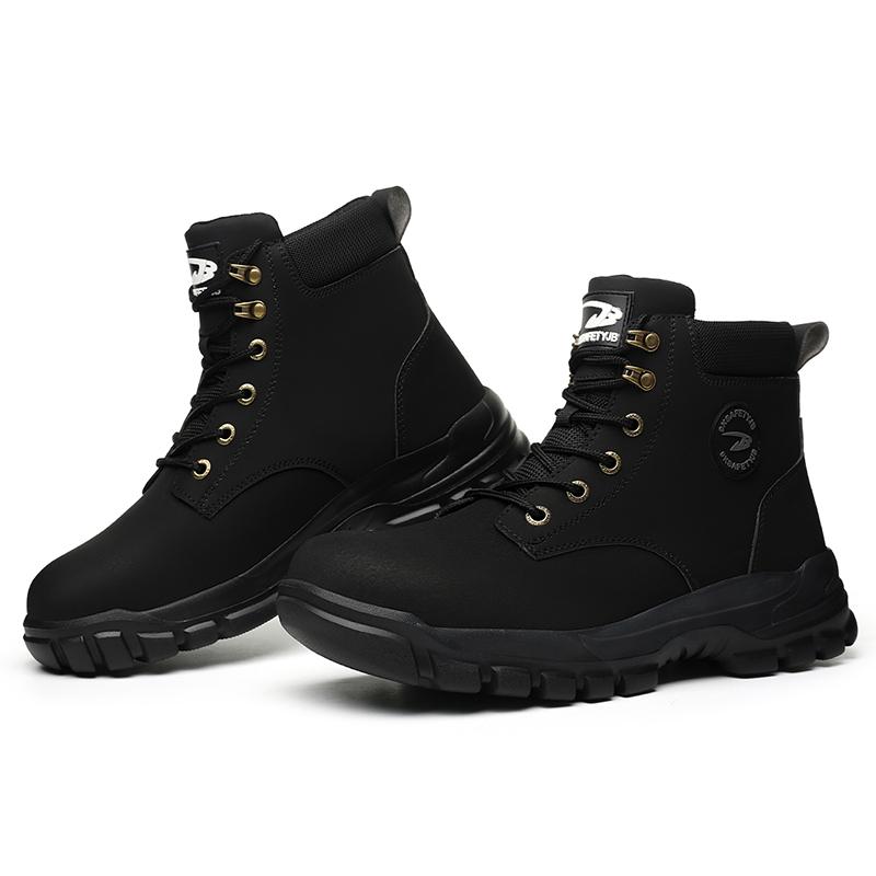 Men's High Top Safety Shoes Puncture-Proof & Steel Toe Non-Slip EVA Sole ndestructible Work Shoes Protective Boots for Work