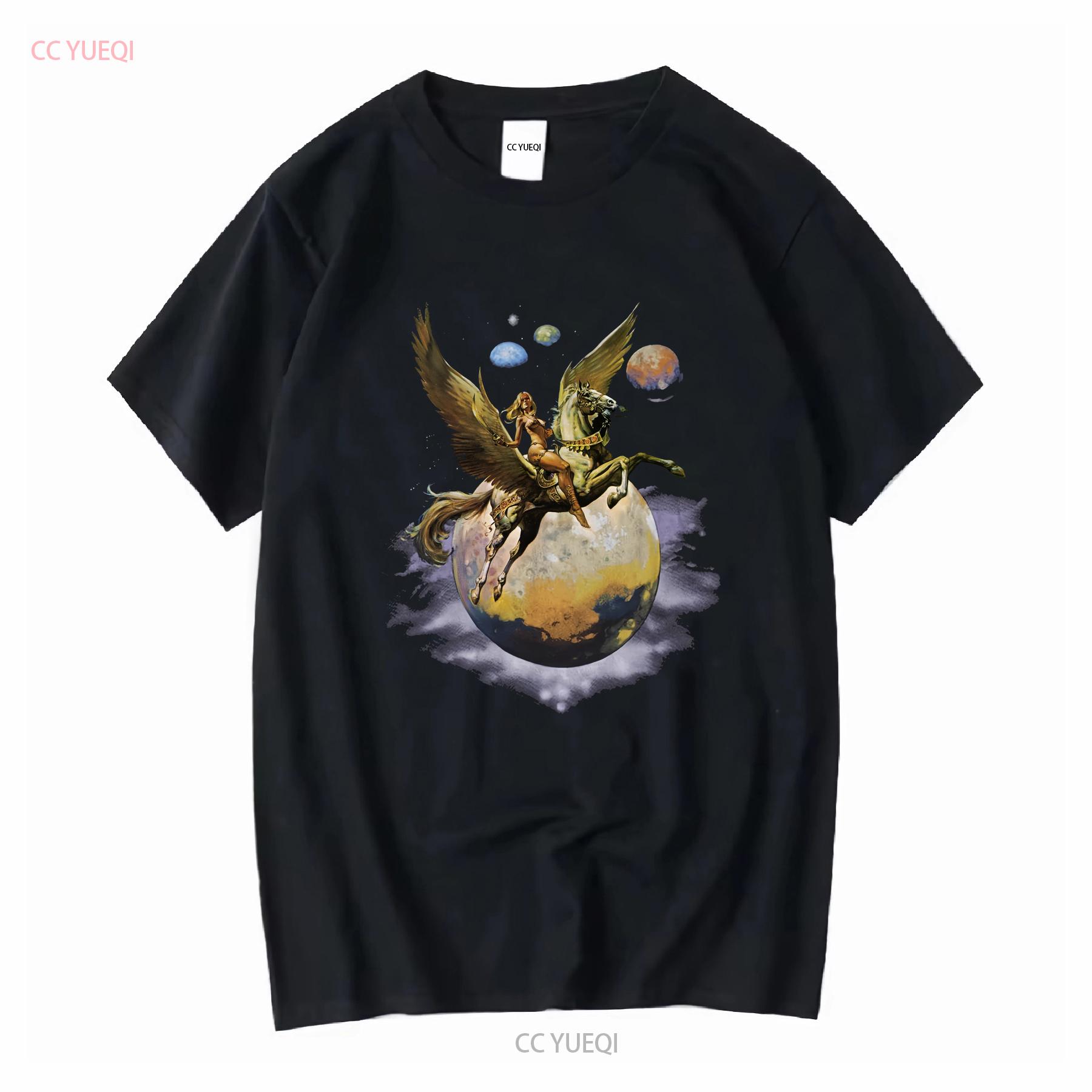 

BORIS VALLEJO PEGASUS NEW BLACK T SHIRT long or short sleeves vintage Washed Unisex Comfortable streetwear Slightly Stylish 4XL