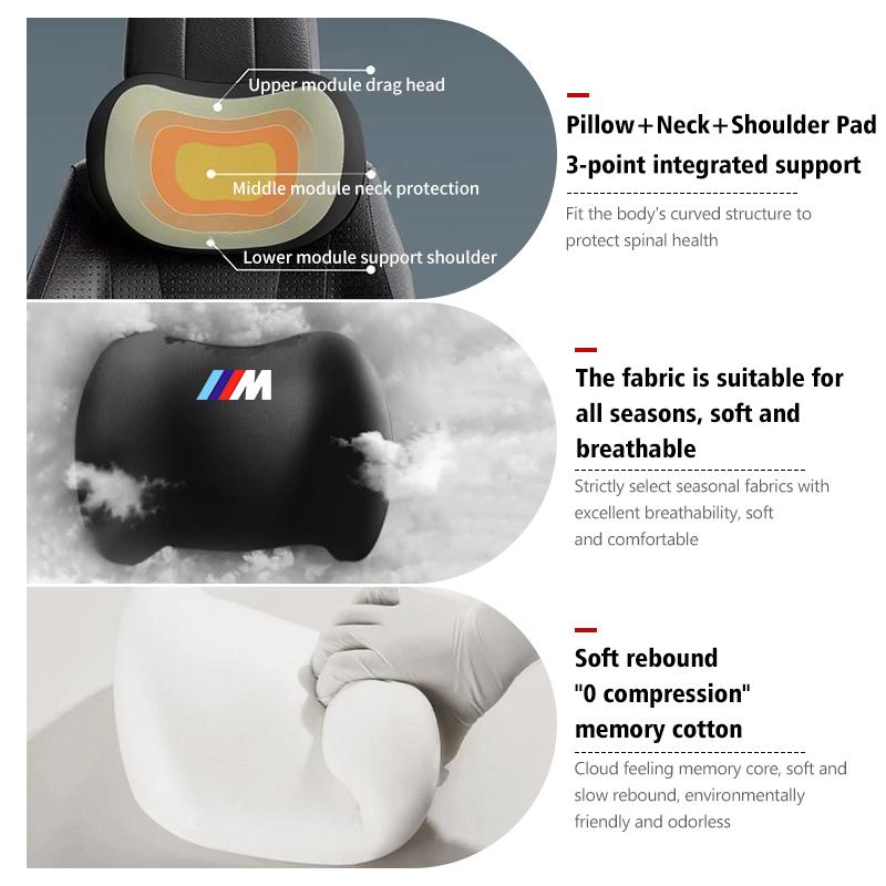 For BMW Car Seat Headrest Neck Pillow Waist Lumbar Support Cushion E70 E91 E30 G30 E53 M3 M5 X6 X4 X7 E92 E93 X1 X3 X5 HC0