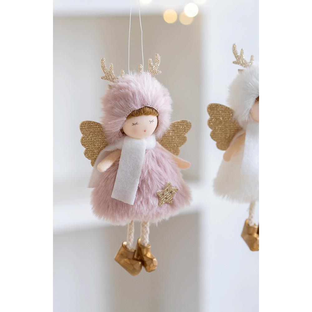 Christmas Seasonal Pendant with Angel Girl Wings Headband and Deer Antler Hair Clip for Holiday Home Decoration