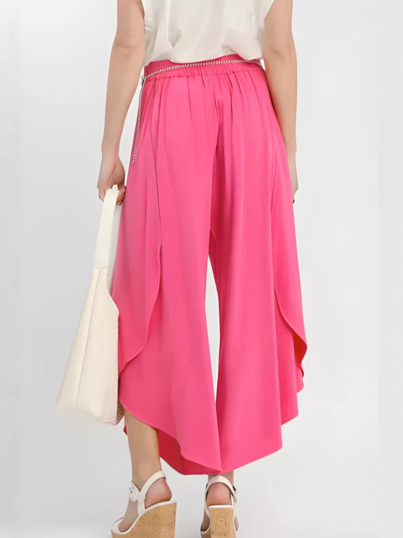 

2026 Summer Fashion Casual Asymmetrical Wide-Leg Linen Pants Extra Large чёрный