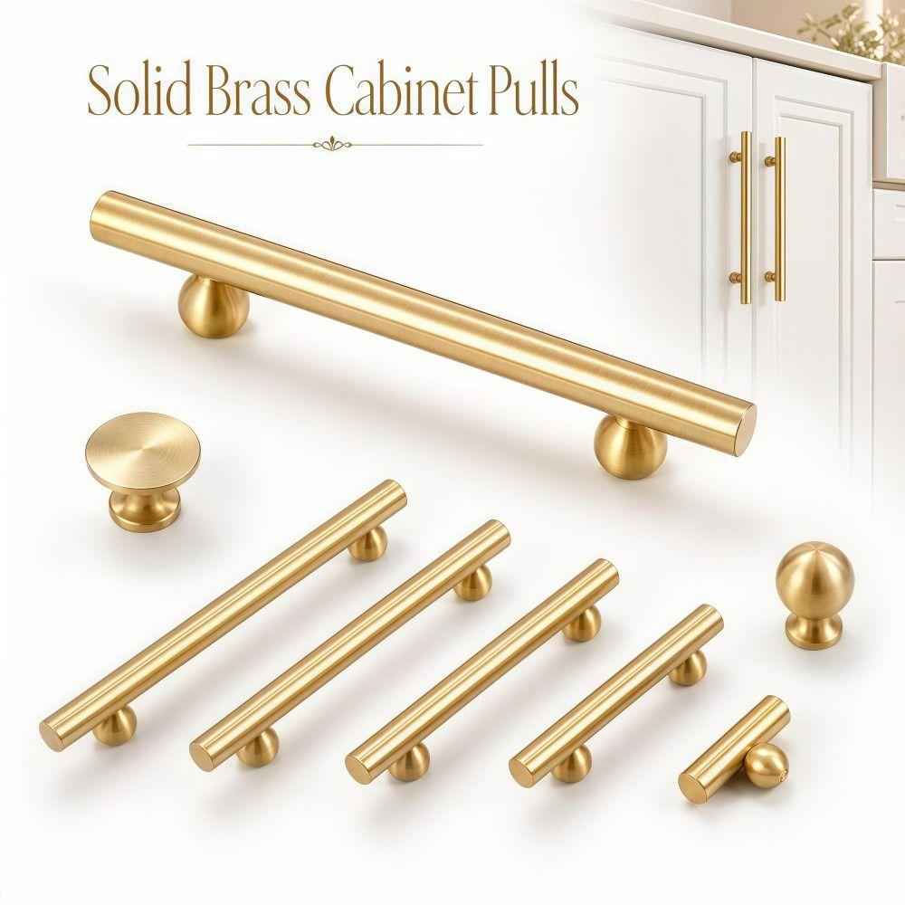 Minimalist Brass Cabinet Pulls Durable Gold Drawer Knobs Solid Brass Handles Cabinetry,Furniture