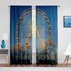 Giant Vertical Revolving Ferris Wheel Tulle Curtains Living Room Bedroom Decor Chiffon Sheer Voile Kitchen Window Curtain Drapes