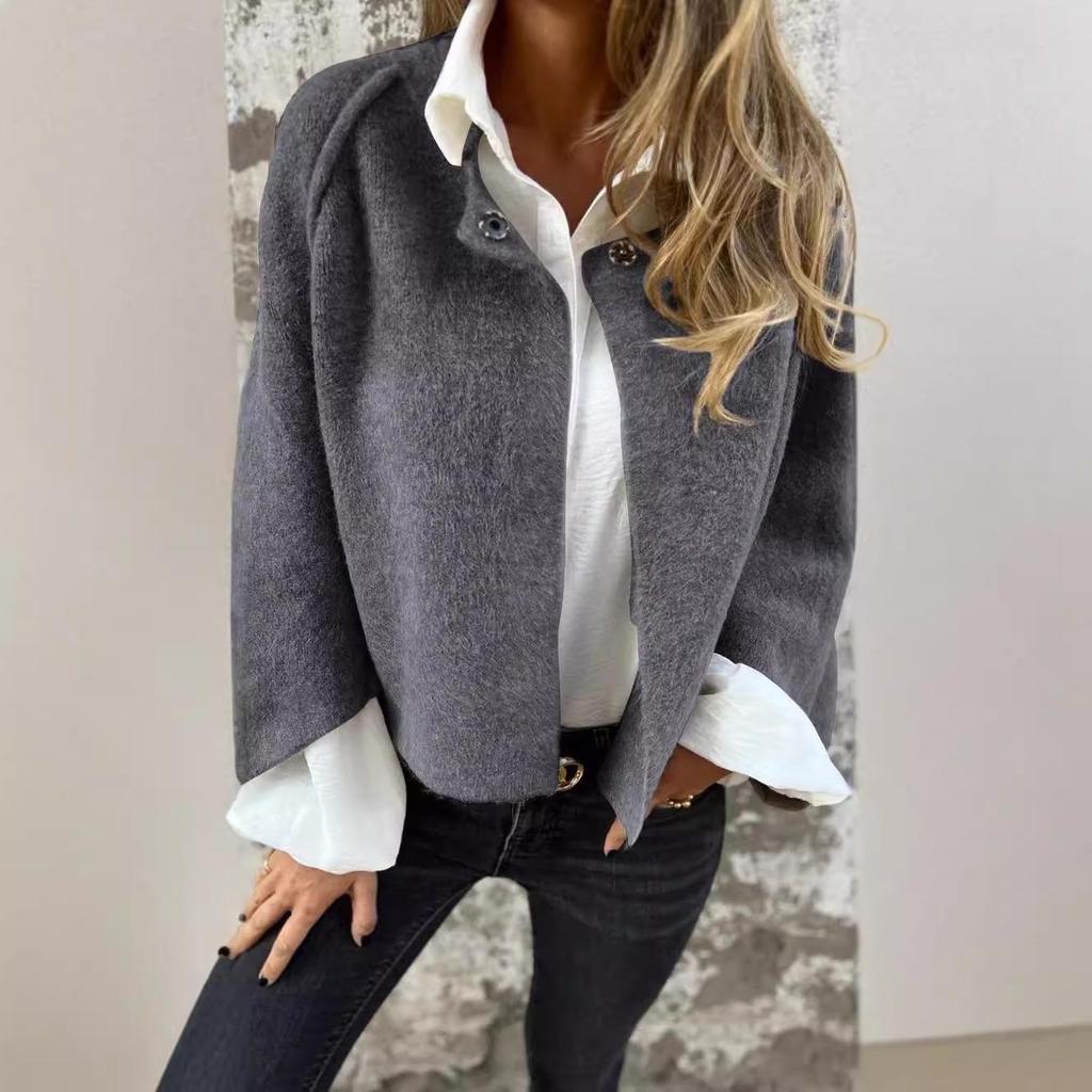 2025 Women's Autumn/Winter Short Loose Cashmere Jacket with Long Sleeves