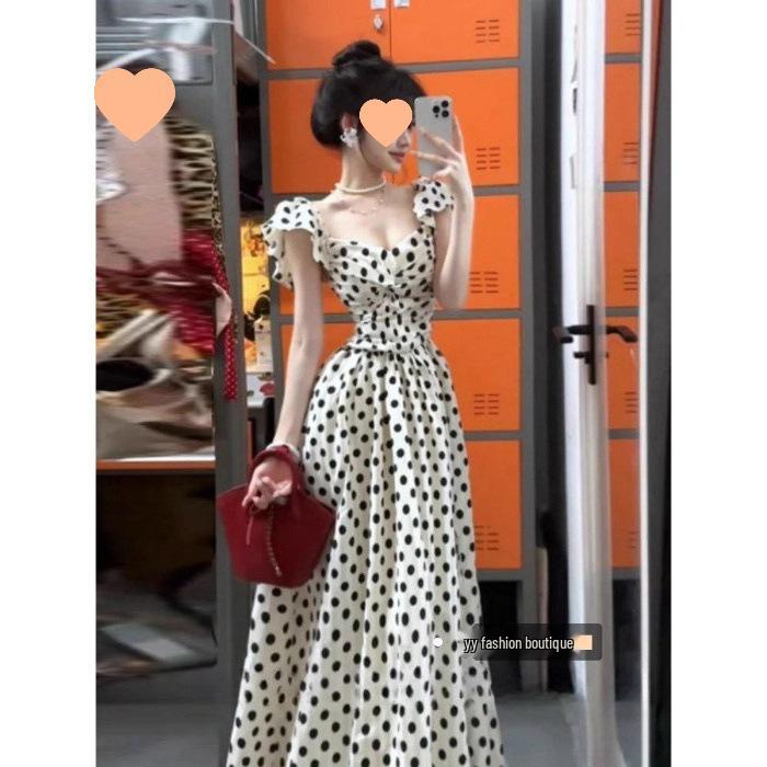 Elegant French Puff Sleeve Polka Dot Dress - 2026 Trendsetter XL