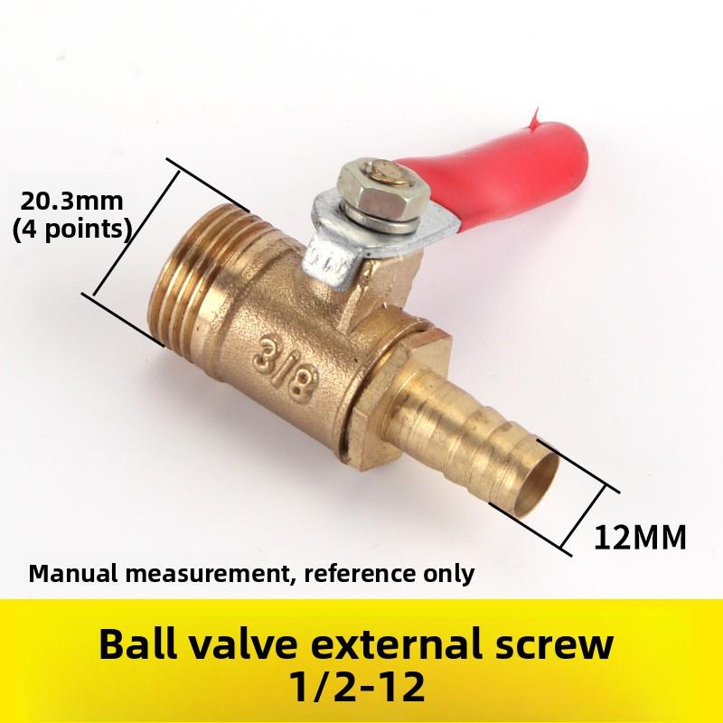1pcBrass Ball Valve 4-12mm Hose Barb 1/8''1/2''1/4'' Male Thread, Female Thread Joint, Straight Joint, for Water, Oil, Fuel Pipe
