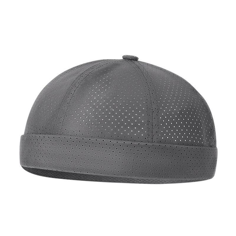 Retro Brimless Docker Cap Quick Drying Adjustable Mesh Hat For Women Men Summer Solid Color Breathable Skullcap