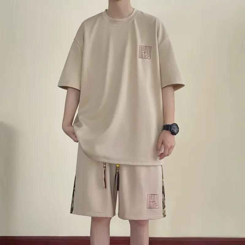 Men's Summer Trendy Bear Print Shorts & T-Shirt Set - Youthful Casual Sportswear