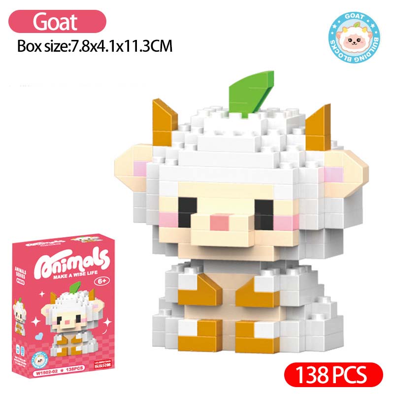 Children Cute Animal Micro Building Block Mini Model Bricks Educational Toys Cartoon Lion Chick Bricks Kids Puzzle Boy Girl Gift