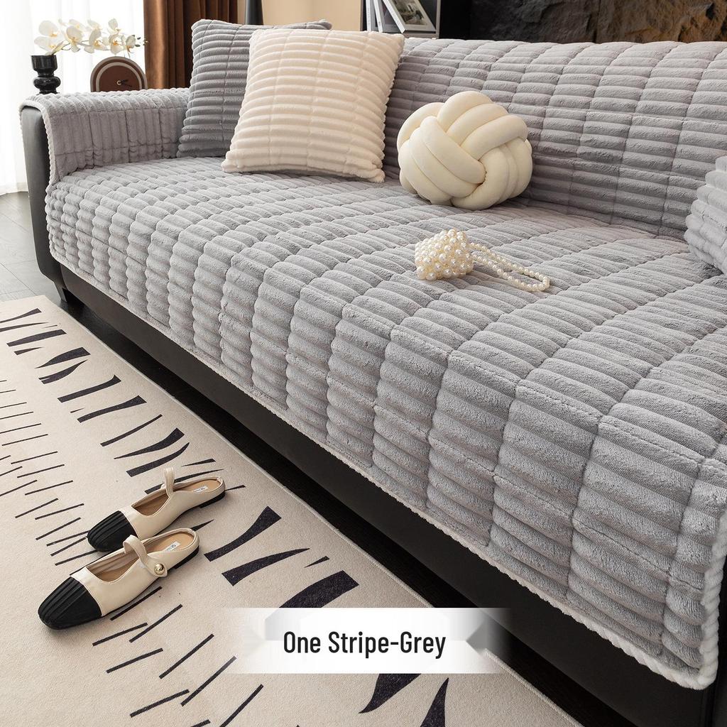 2026 Winter Plush Non-Slip Sofa Cushion & Leather Cover