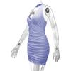 Women's V-neck Halter Backless Shoulder Sexy Simple Pleated Dress