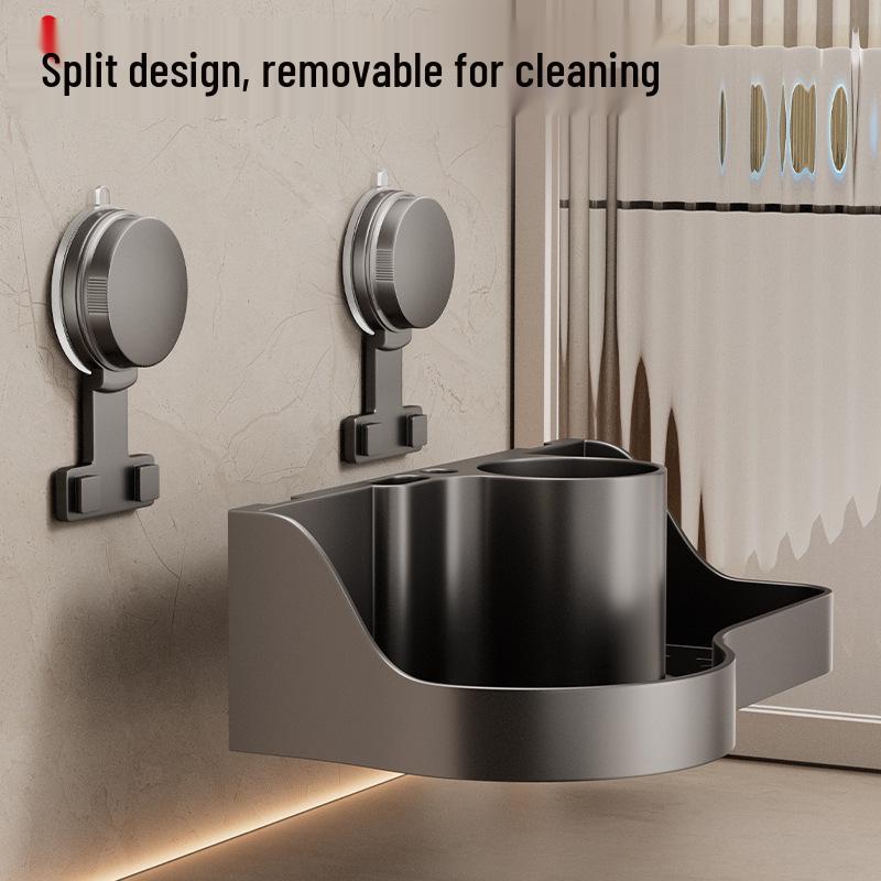 Wall-Mounted No-Drill Toilet Brush Set with Storage Rack