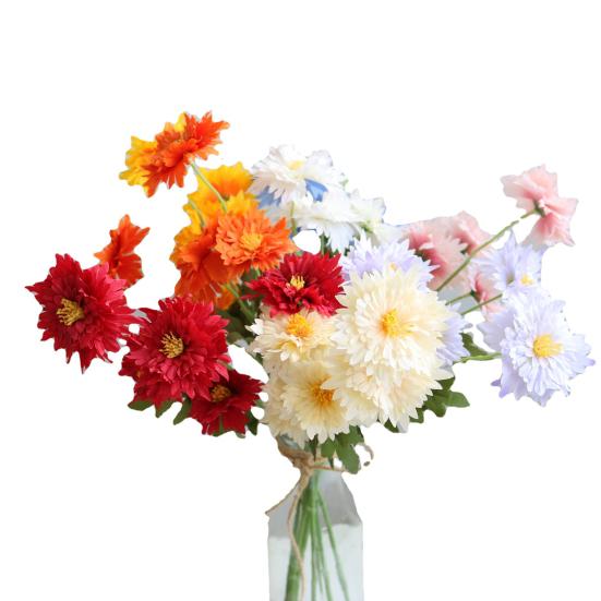5 Heads Artificial Flower High Simulation Silk Material Realistic Texture Lifelike Bellis Perennis