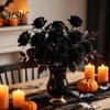 Decorazione Floreale Centrale Rose Nere Realistiche in Seta con Lunghi Steli per Centrotavola di Matrimonio, Decorazione per la Casa di Halloween, Composizioni Artificiali Finte