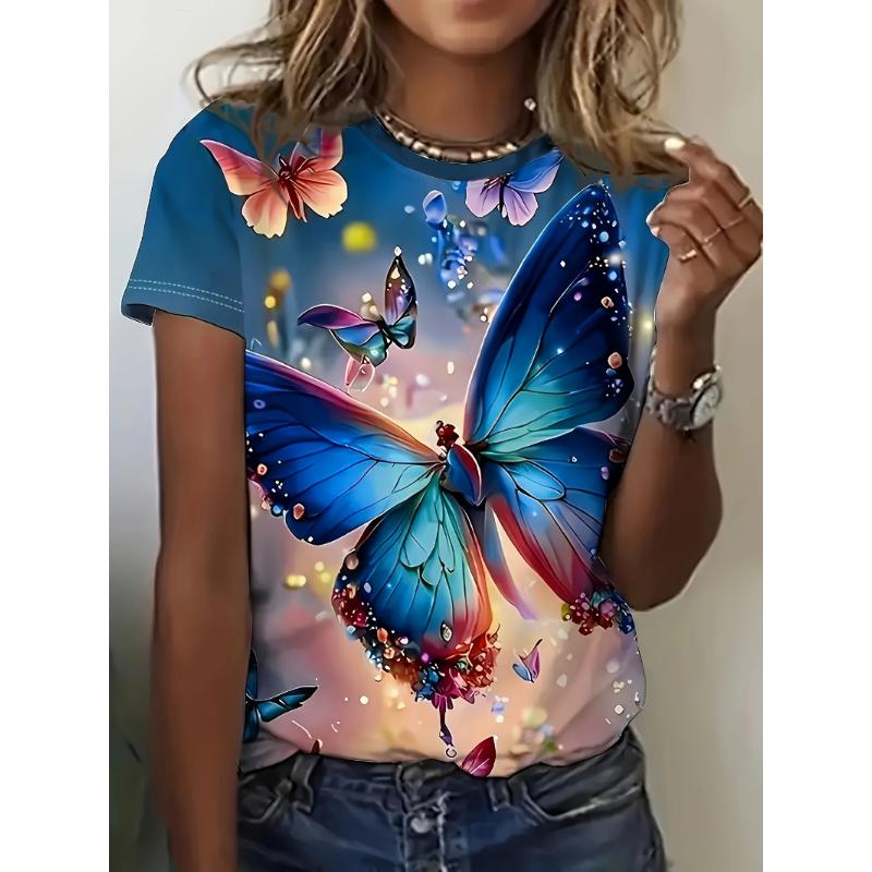 Blue Fantasy Women s Tee  Vibrant Iridescent Print Design for Casual Daily Wear XL