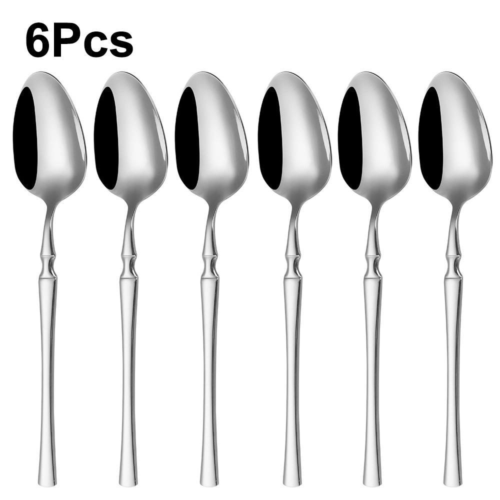 6/24/30Pcs Thin Cutlery Stainless Steel Sliver Tableware Western Dinner Set Solid Color Knife Fork Spoon Mirror Kitchen Utensils