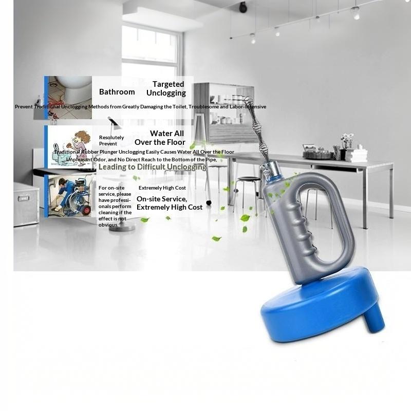 Easy Operation Drain Unblocker 3M Extendable Handheld Sewer Pipe Dredge Plunger for Toilet Sink Kitchen Bathroom
