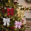 Sparkling Christmas Bow Hanging Ornament Electroplated Shiny Bow Pendant Home Party Decoration