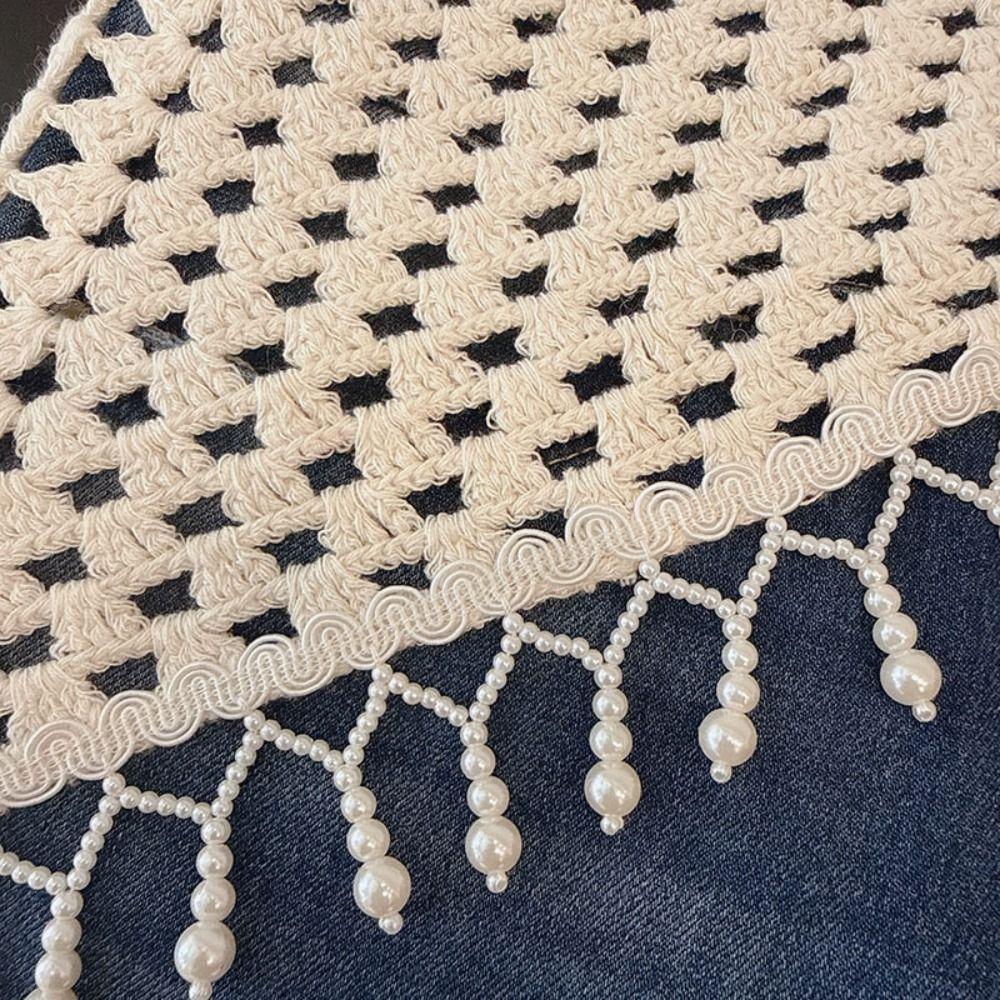 Bohemian Tassel Knitted Triangle Scarf Exotic Ethnic Style Hollow Out Lace Shawl Cloak Scarf Accessories Crochet Flower Scarves