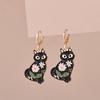 Colorful Aesthetic Animal Cat Rabbit Koi Dragon Earrings For Women Girls Enameled Delicate Gold Color Hoop Earrings Zircon Gift