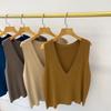 Autumn/winter Deep V-neck Knitted Women's Sweater Vest Loose and Versatile Sleeveless Pullover Tank Top Solid Color Casual Simple Women Clothing