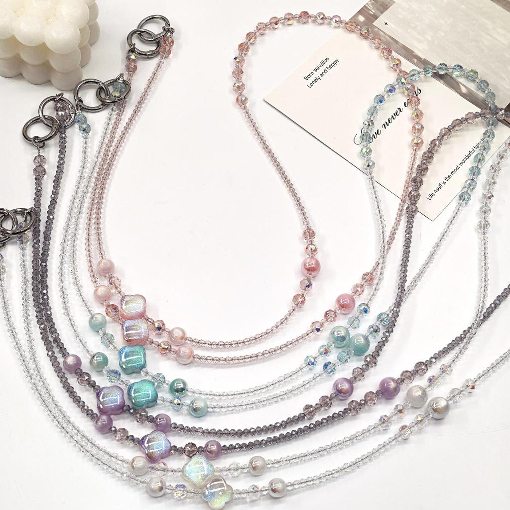 Korean Cat Eye Crystal Beaded Phone Chain & Crossbody Lanyard