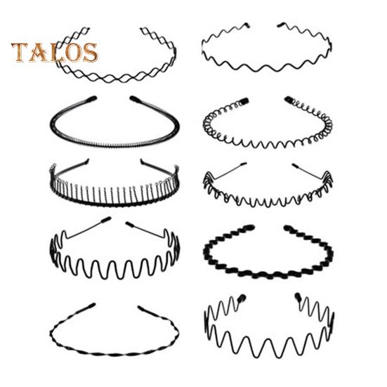 

5/8/10 шт. Чорні металеві пов’язки унісекс Весняна хвиляста пов’язка для волосся Нековзкий спортивний обруч для волосся для чоловіків, жінок, фітнес, щоденний одяг 10pcs