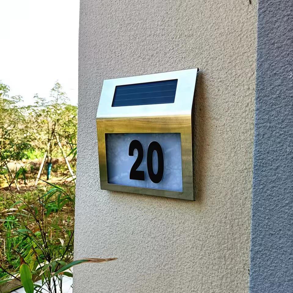 Solar-LED-Türnummernleuchte aus Edelstahl - Wasserdichter Außenindikator