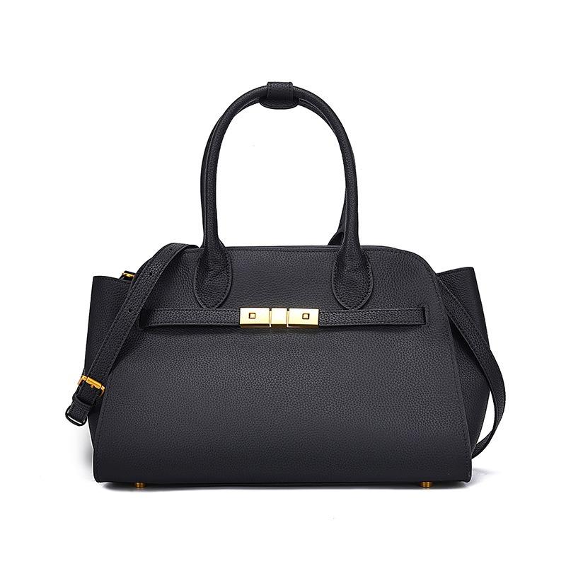 

Женские сумки из натуральной кожи, новые сумки-ракушки, сумки-тоут из коровьей кожи первого слоя большой вместимости для通勤, универсальные на плечо чёрный