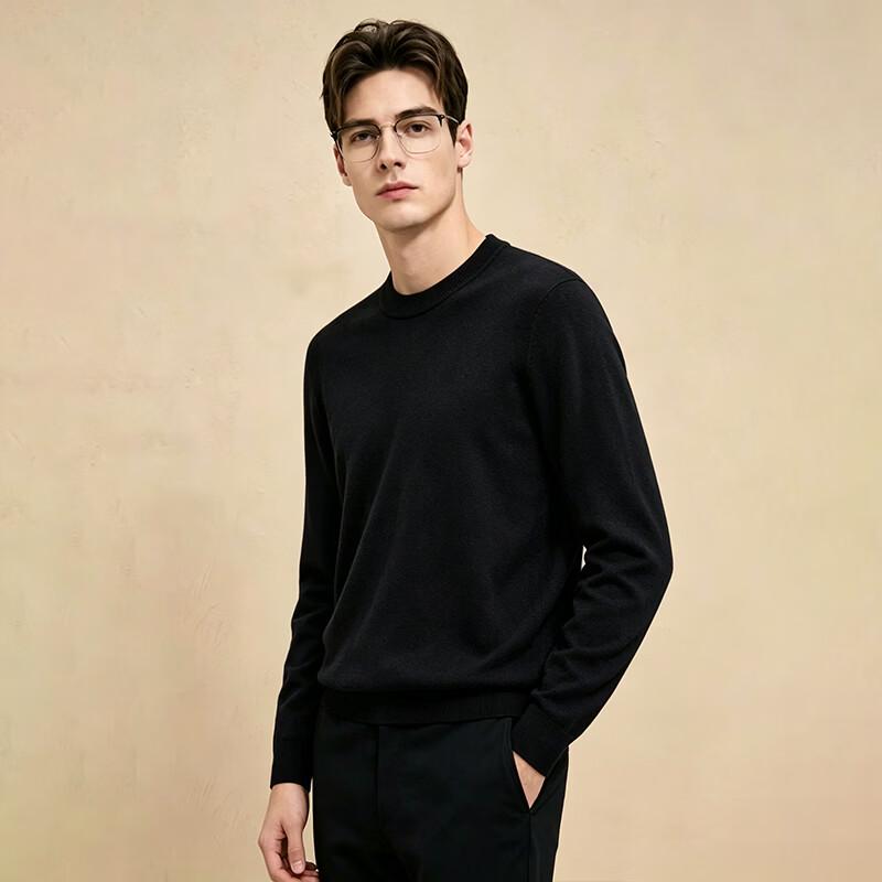 FENGXUN Men's Round Neck Wool Blend Sweater FXTST7664