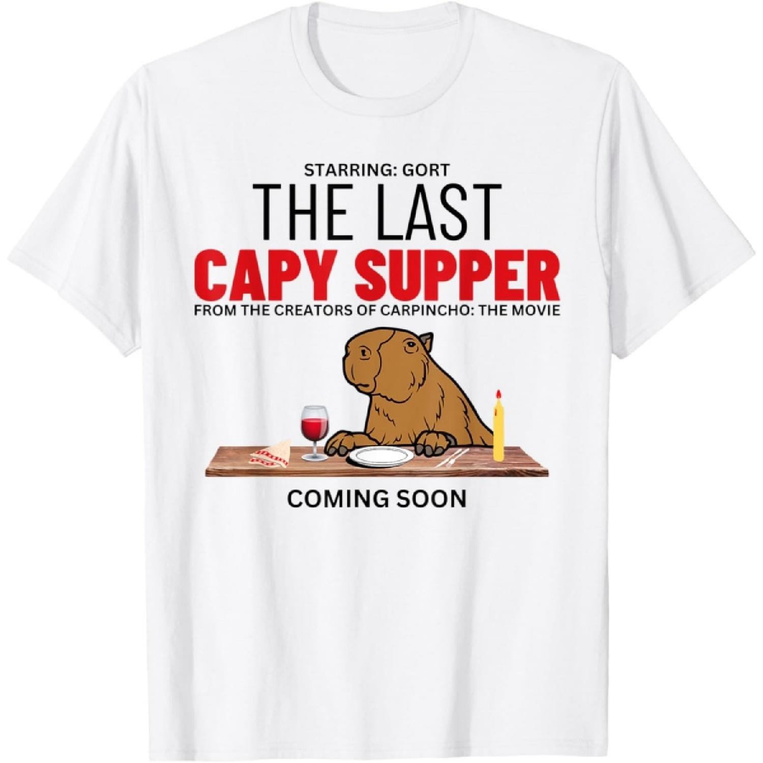 The Last Capy Supper Funny Capybara Movie T-Shirt XXXXXL белый