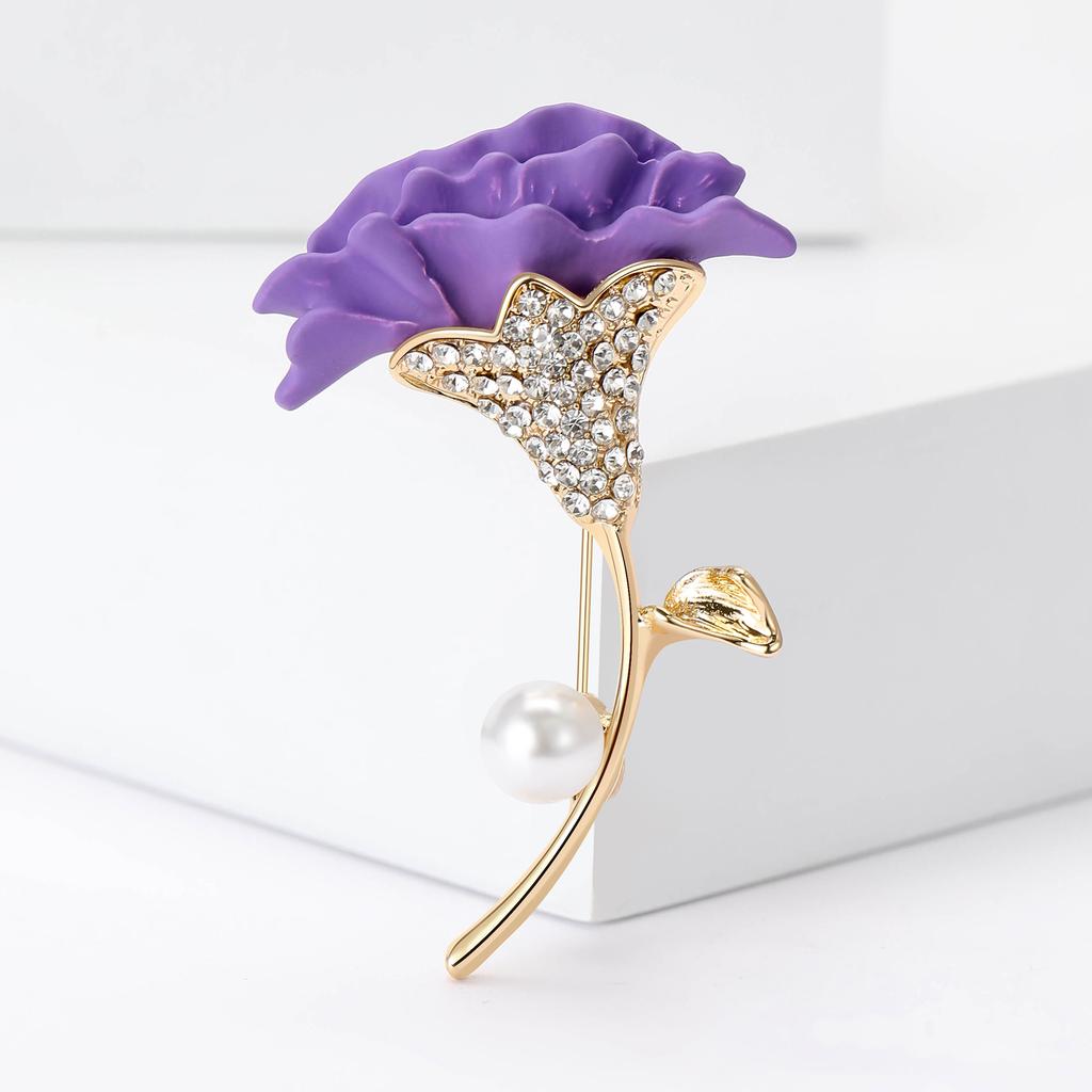 Mother's Day Enamel Carnation Brooch for Women Unisex Botanical Flower Pins Event Funny Luxury Gifts New Year Friends Decoration