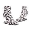 Fashion Hollow Out Tiger Tooth Shaped Heel Design Short Boots  New Fashionable Leopard Print Zebra Zippered Women's Ankle Boot Size 46