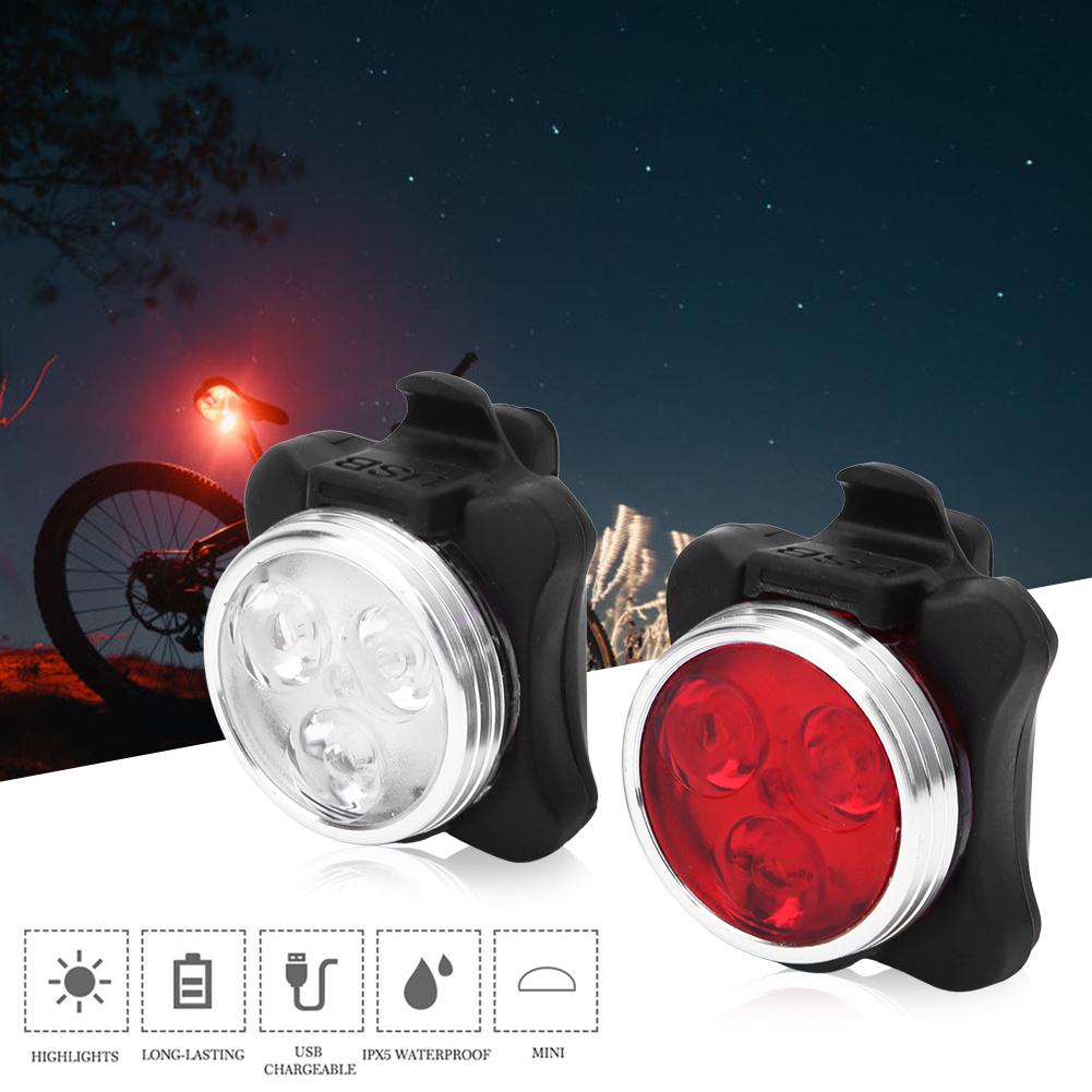 650mA USB wiederaufladbare LED Fahrrad vorne Schwanz Sicherheitswarnleuchte (RotWeiß Set)