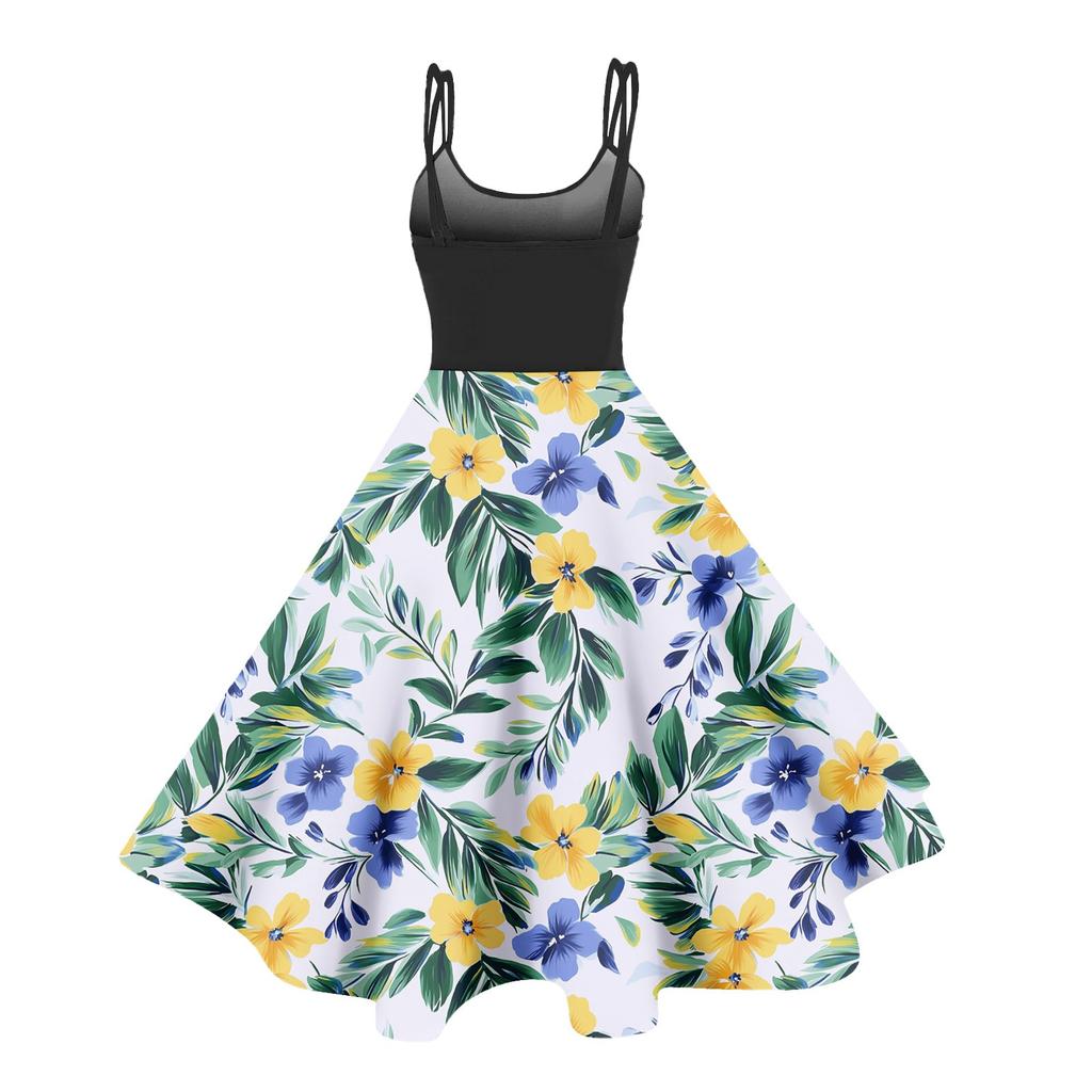 Abito Casual da Donna alla Moda con Stampa Sexy con Spalle Scoperte Punk Retro Abito Retro Abito