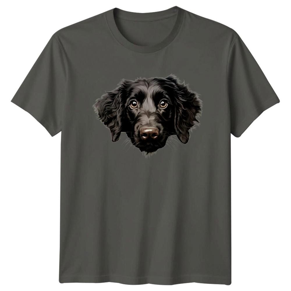 Cute FlatCoated Retriever Dog Portrait Pet Breed Lover TShirt