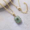 Luxury exquisite Japanese and Korean hot-selling retro natural stone crystal geometric pendant copper-plated real gold necklace, couple jewelry