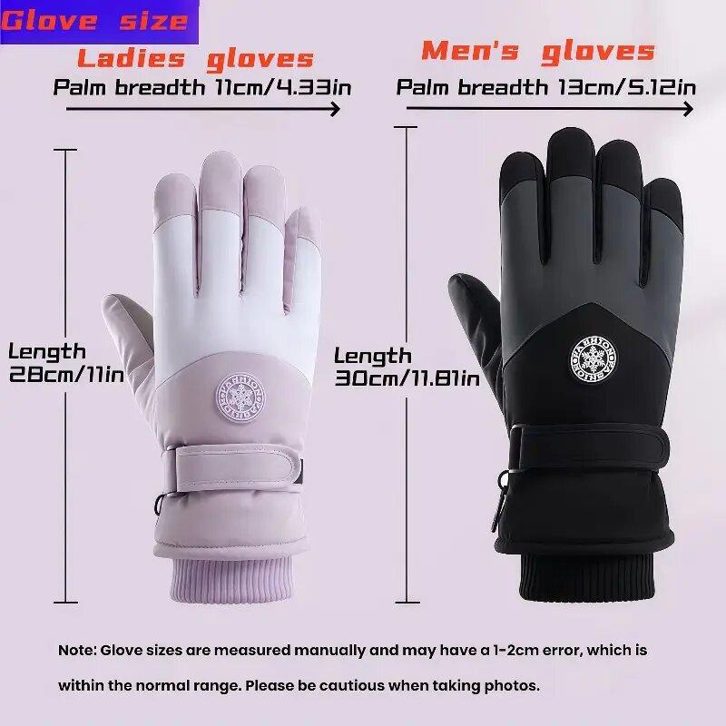 Winter Snowboard Ski Gloves PU Leather Non-slip Touch Screen Waterproof Motorcycle Cycling Fleece Warm Riding Gloves