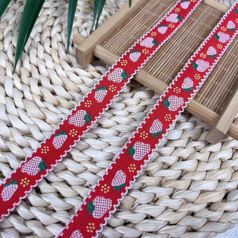 1.5CM Wide HOT Strawberry Embroidery Flower Lace Fabric Trim Ribbon DIY Sewing Applique Collar Cord Wedding Dress Guipure Decor