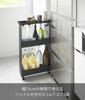 Yamazaki Jitsugyo product with casters Slim wagon with casters 3 tiers Black W13 x D48 x Tower slim rack Gap storage 1805 [Completed only] H80.5cm