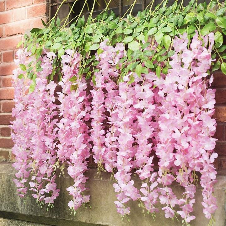 Wisteria Artificial Flowers Garland Wisteria Flowers Hanging Decoration 12 Pcs - Light Pink