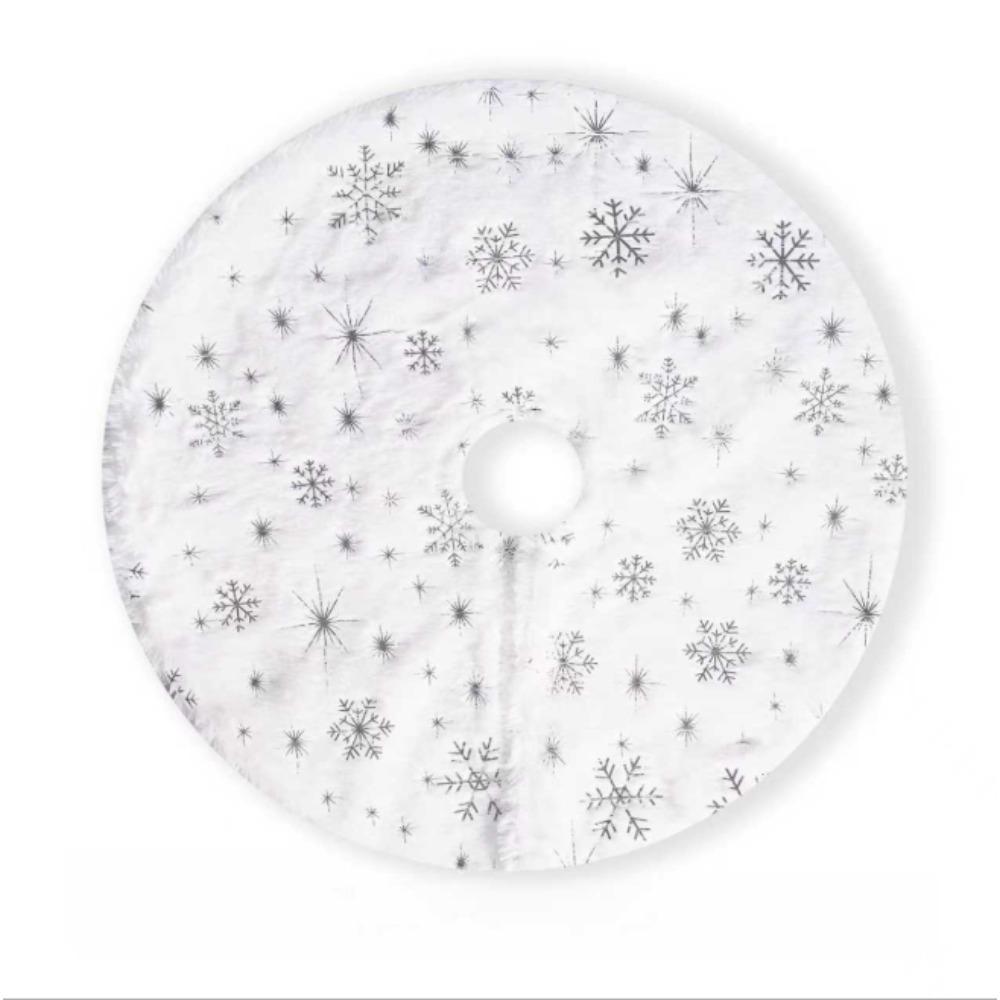 Plush Christmas Tree Skirt White Faux Fur Xmas Trees Sequin Carpet Mat Small Skirts Home Party Decorations