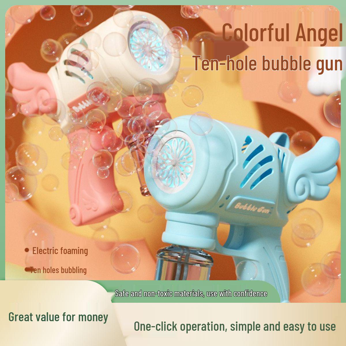 

Angel Bubble Gun: Automatic Handheld Bubble Machine Toy for Kids