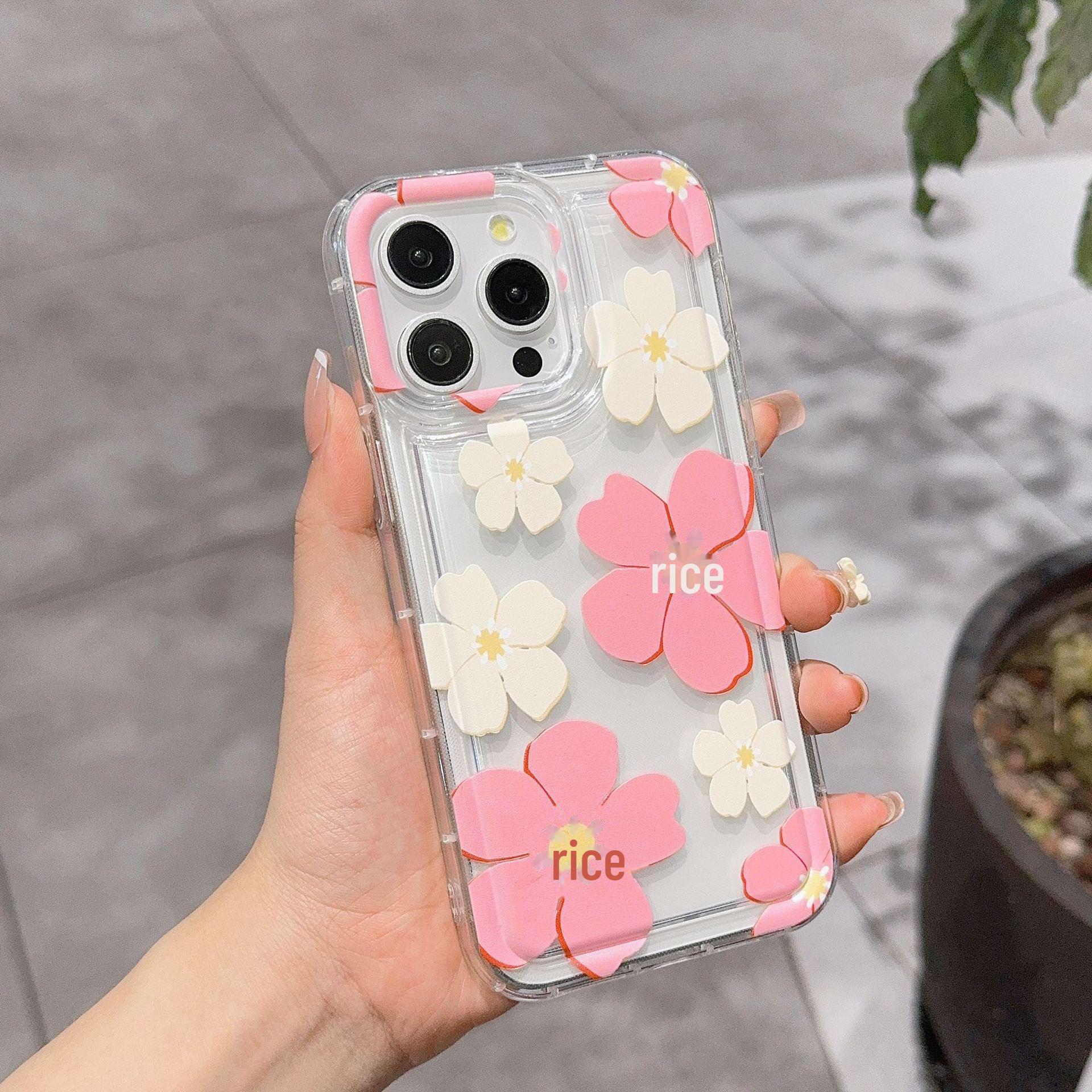 

Чехол для iPhone Ins Fresh Flower: Совместимо с iPhone 11-15, прозрачное, с защитой от падений iPhone 13 Mini