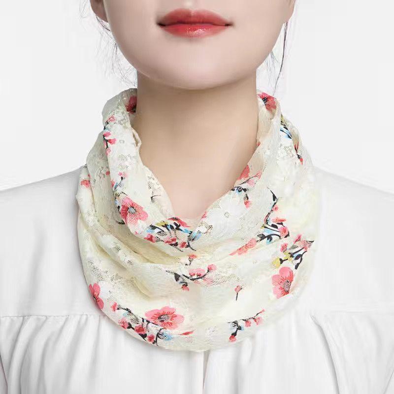 Summer ice silk scarf mask neck protector fake collar printing riding protection anti-ultraviolet breathable sunscreen