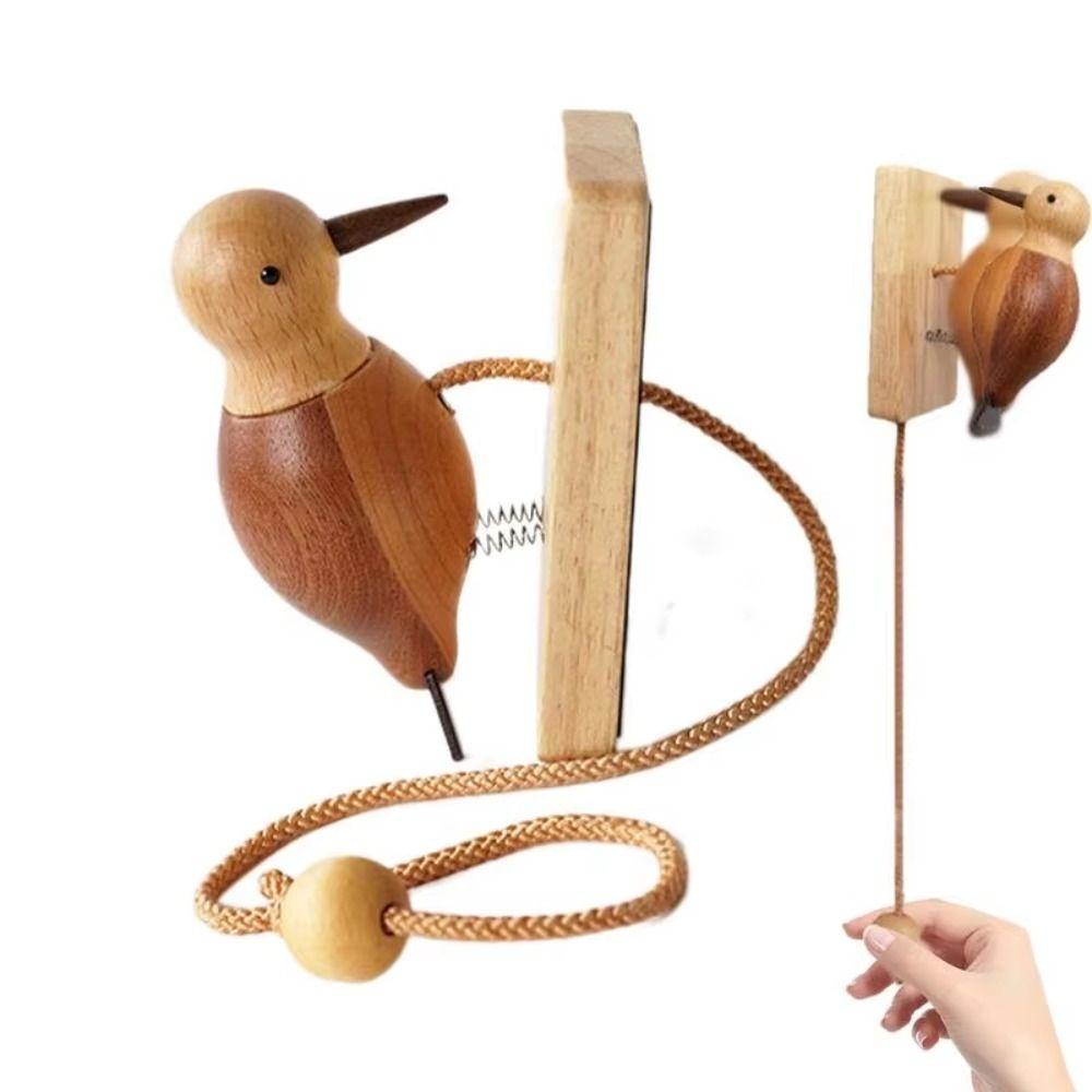 

Handmade Door Knocker Retro Wooden Woodpecker Pendant Doorbell Guest Arrival style 2