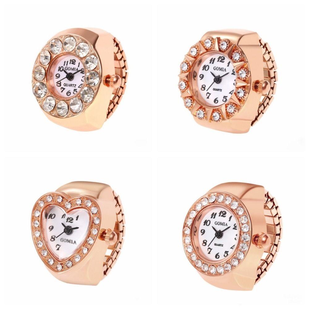 Diamond Ring Watch Stainless Steel Ladies Watch Fashion Finger Watch  Women