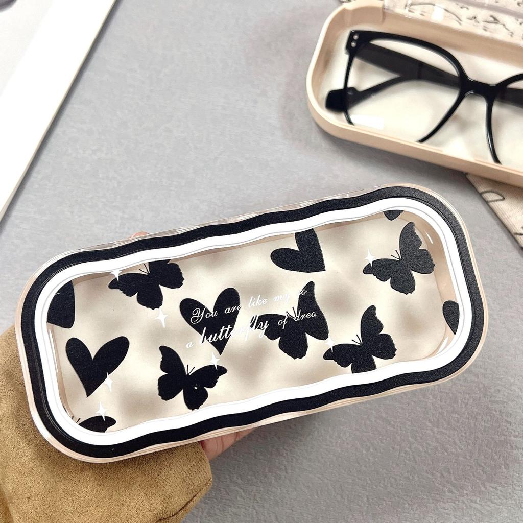 Minimalist Floral Bow Wavy Eyeglass Case,Creative Personalized Glasses Storage Box, Butterfly Kitty Eyewear Holder For Students