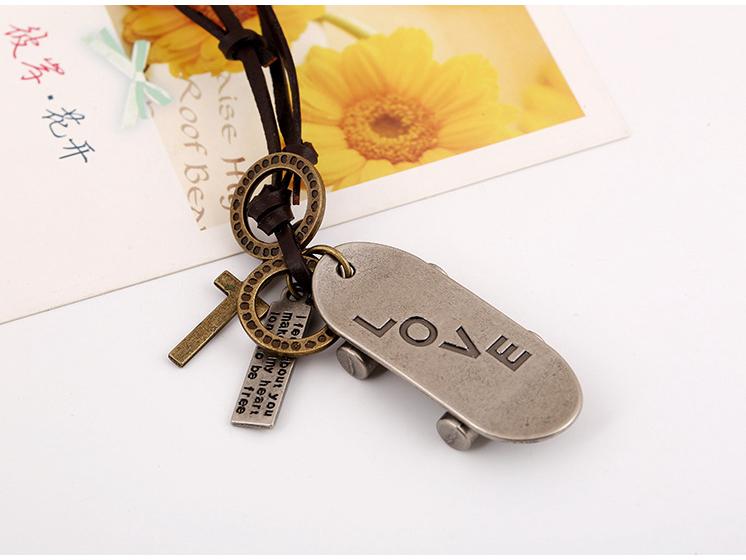 

Ретро сплав кулон скутер кожаное ожерелье античный серебряного