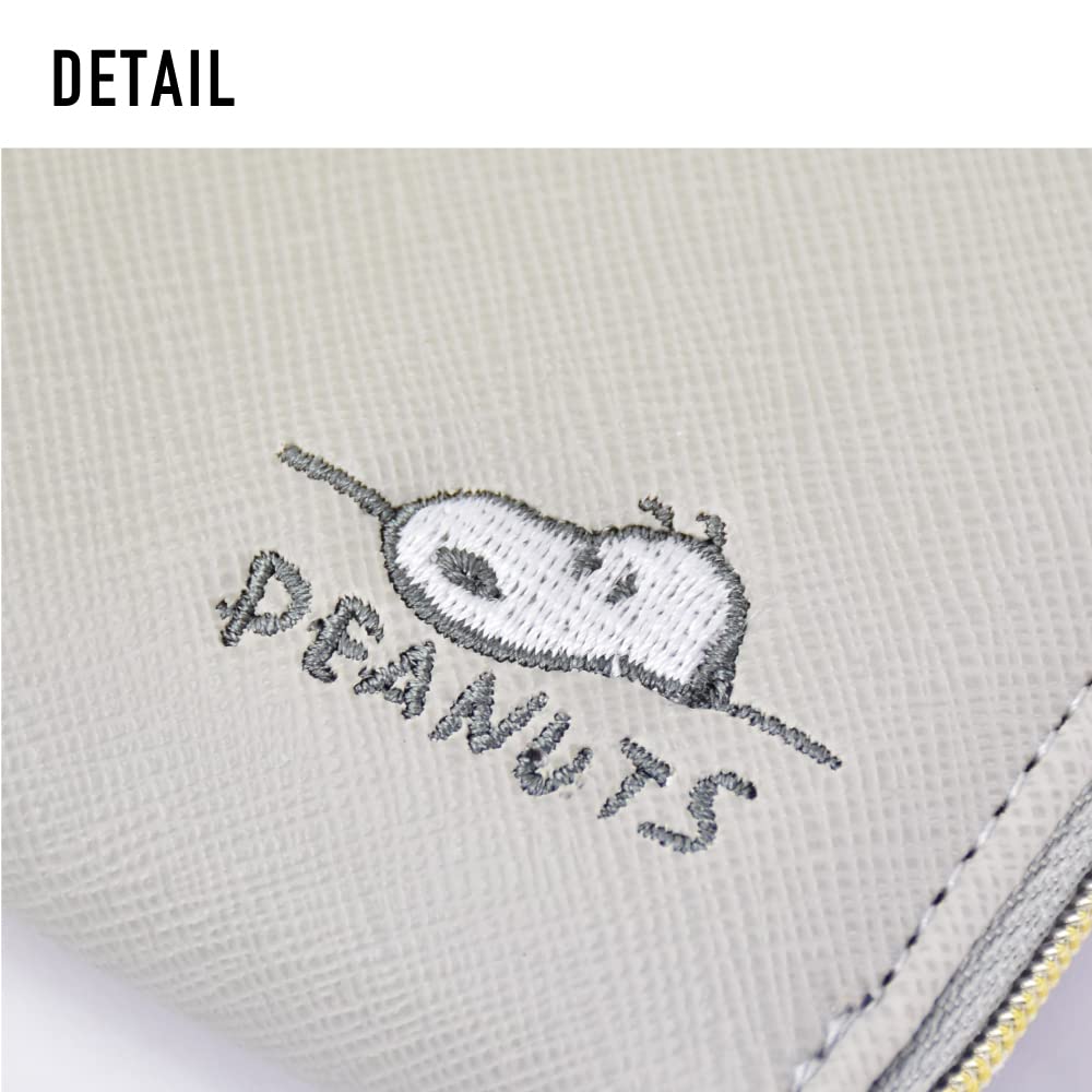 Coin Purse Pass Case Coin Case Commuter Pass Synthetic Leather Embossed PU Leather Compact Divider Round Zipper with Pass Gray Snoopy0213 [Snoopy]